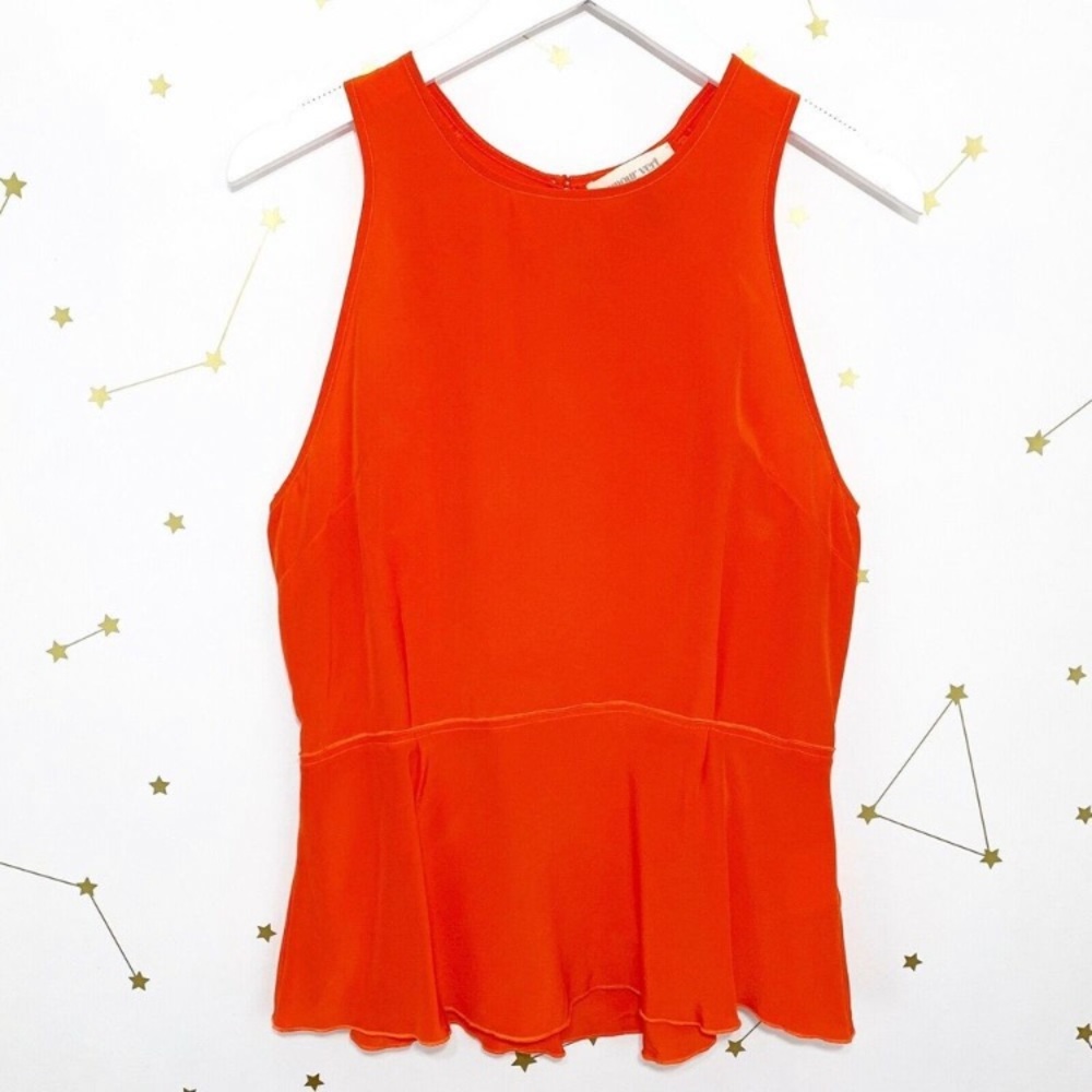 SOLD Orange Silk Sleeveless Corine Blouse